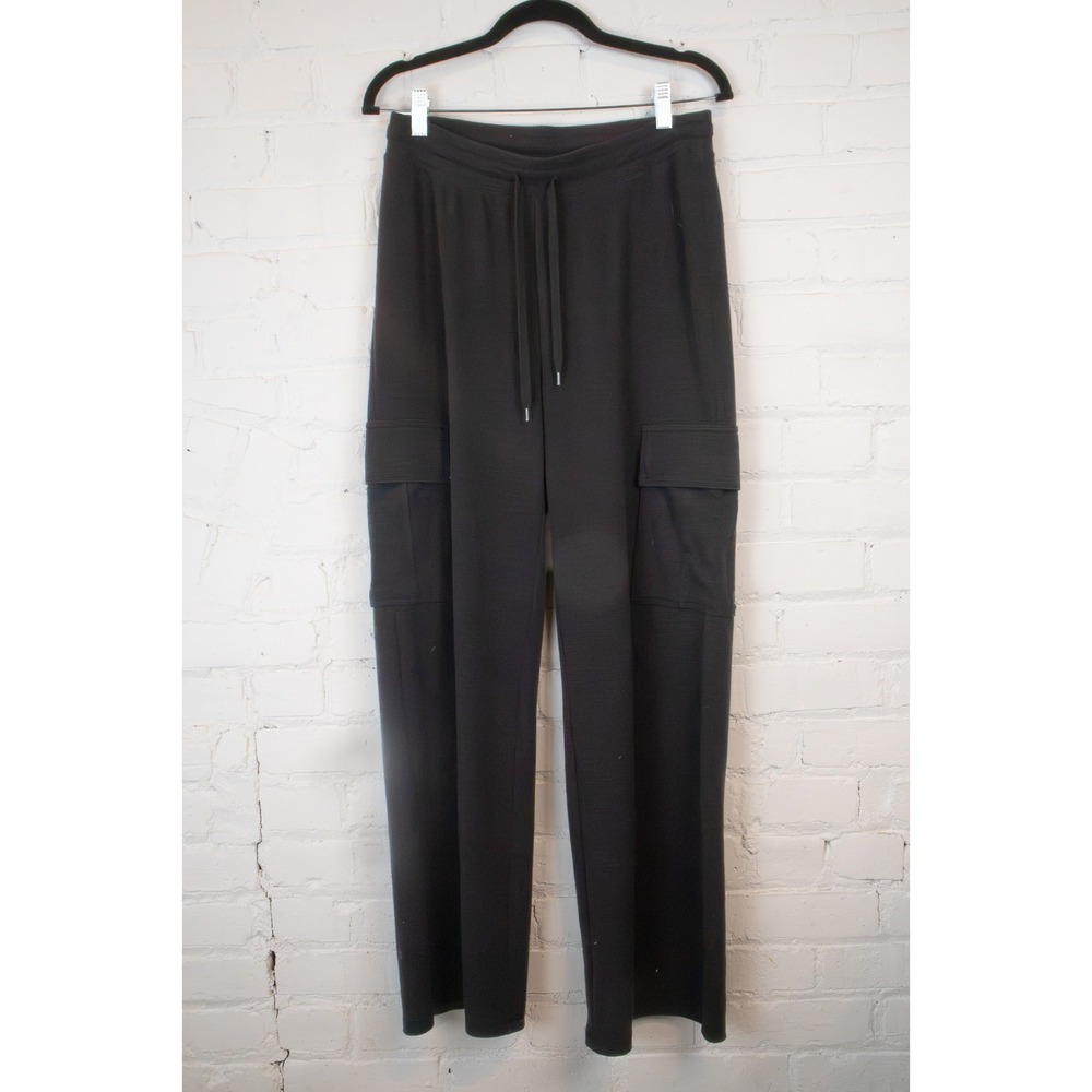 TNA Aritzia Black Waffle Knit Cargo Pants Wide Leg Drawstring Thermal Mens M